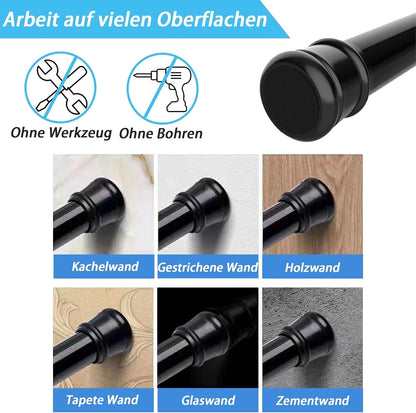 Tension Curtain Pole No Drill 115-410cm 32mm White Extra Long Shower Clothes