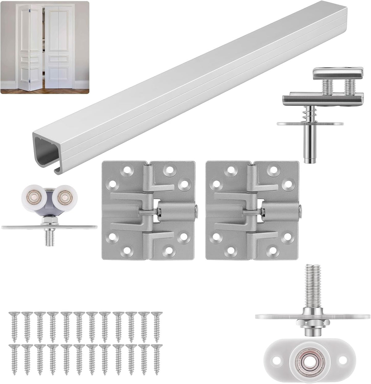 Bifold Door Hardware Kit 900mm Track 2 Panel Folding Closet Heavy Duty Indoor