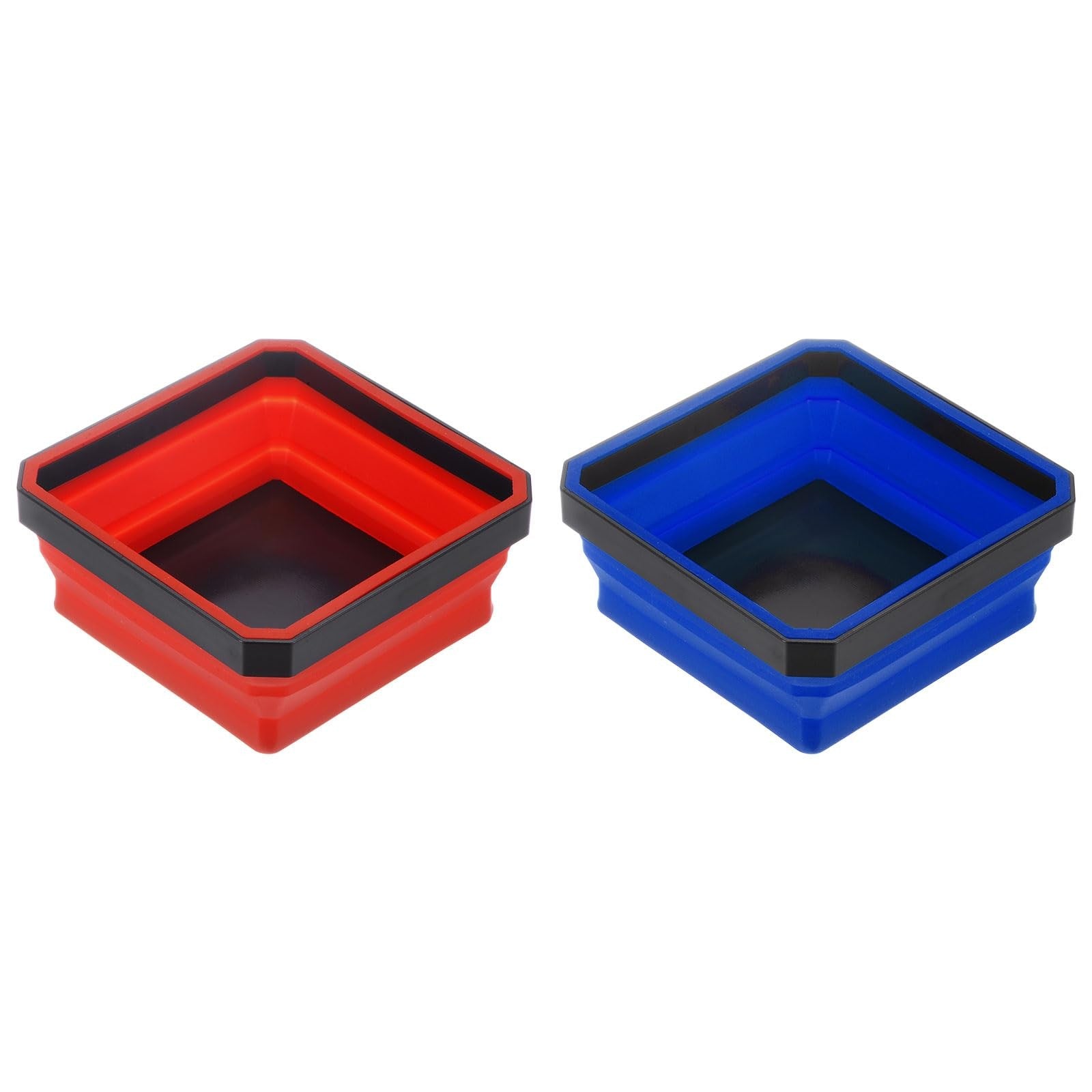 sourcing map 2Pcs Collapsible Magnetic Parts Tray Foldable Tool Trays Square