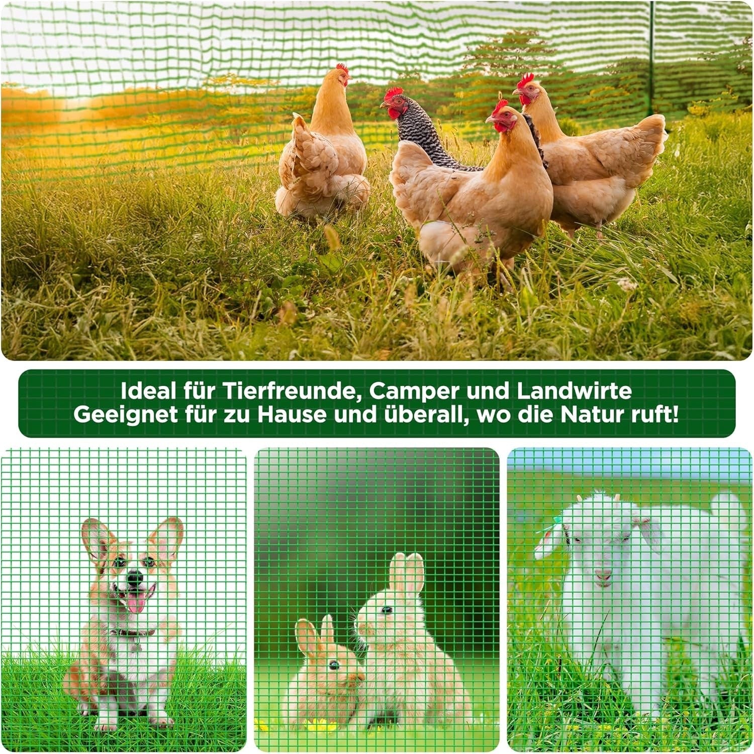 Barrier Fencing Mesh Temporary 0.9m x 15m Green Plastic Fence 9 Pins Dog Pet