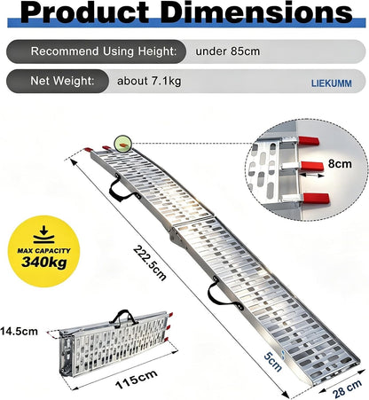 Motorbike Loading Ramp Folding Aluminium 225.5cm 28cm 340kg Non Slip Single