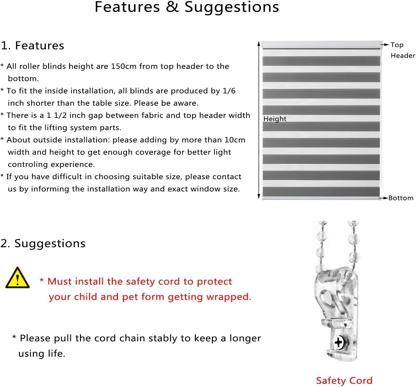 Grey Zebra Roller Blinds 150cm Dual Layer Day Night Light Filtering Shade