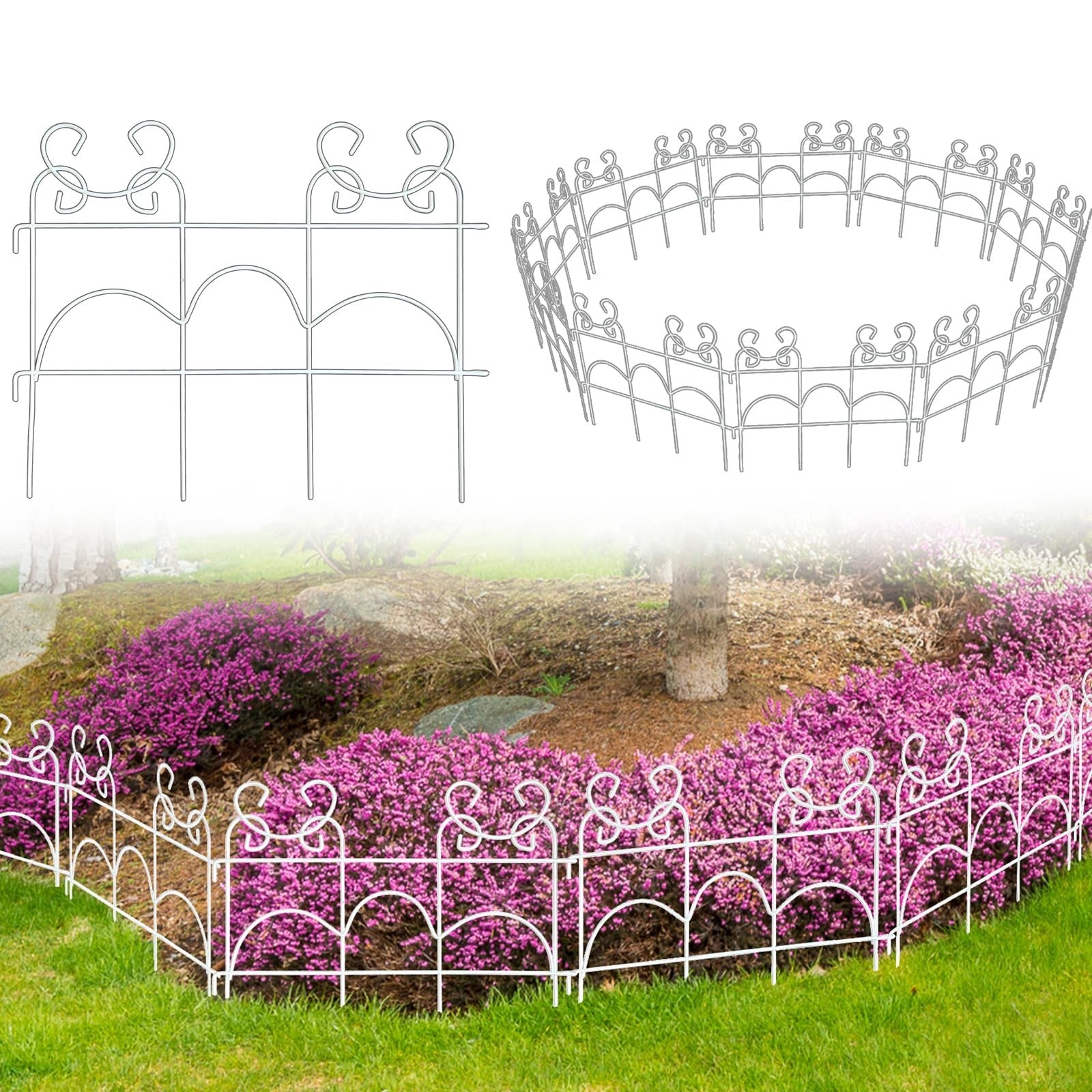 ARIFARO 5.5m Metal Garden Edging Fence 10 Pack Rustproof Border 33cm High