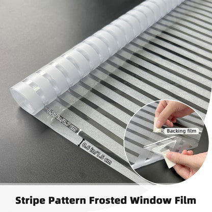 Window Film Privacy Frosted 60x200cm Medium Stripes Static Cling No Glue Glass R