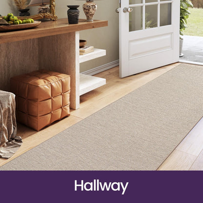 Hallway Runner Rug Carpet 80x300cm Non Slip Rubber Backed Absorbent Khaki Low Pi