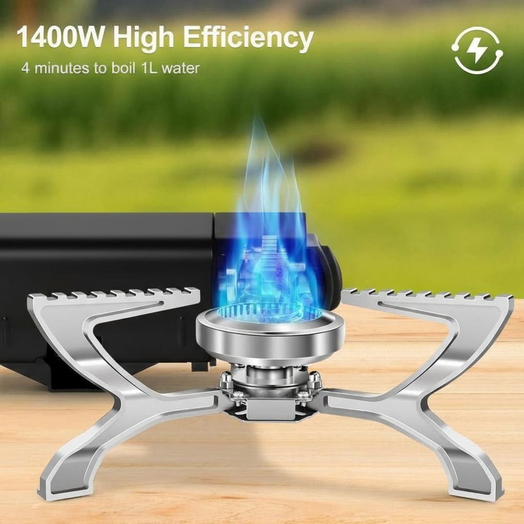 Odoland Portable Camping Stove 1400W Foldable Butane Gas Burner with Carry Bag