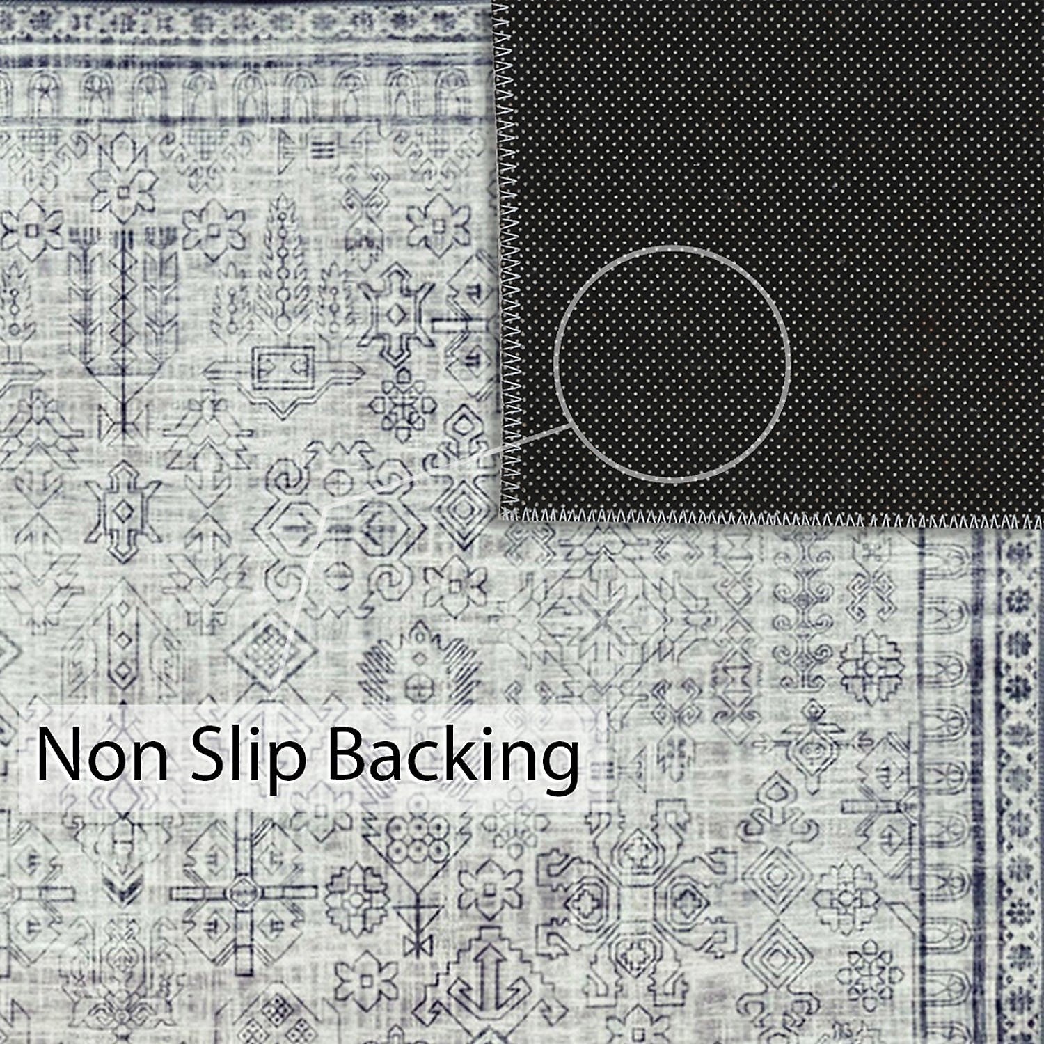 Machine Washable Area Rug 152x213cm Living Room Bedroom Cream Taupe Grey