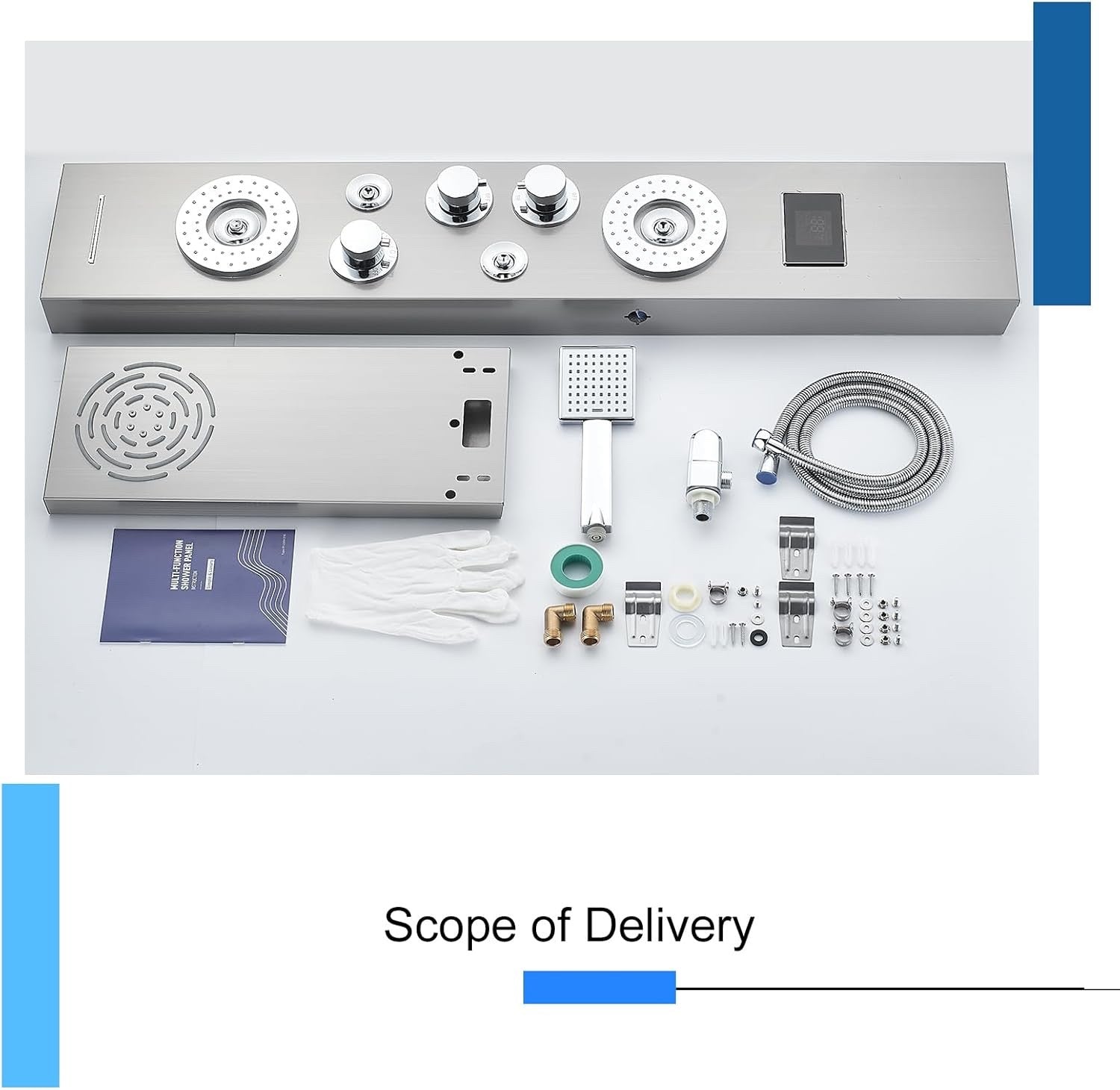 Shower Panel Tower 6 Function LED Display Rain Mist Jets Handset Mixer Brushed