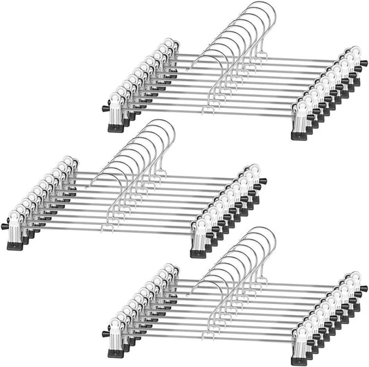 NORTHERN BROTHERS Trouser Hangers 30 Pack Skirt Hangers with Clips Adjustable