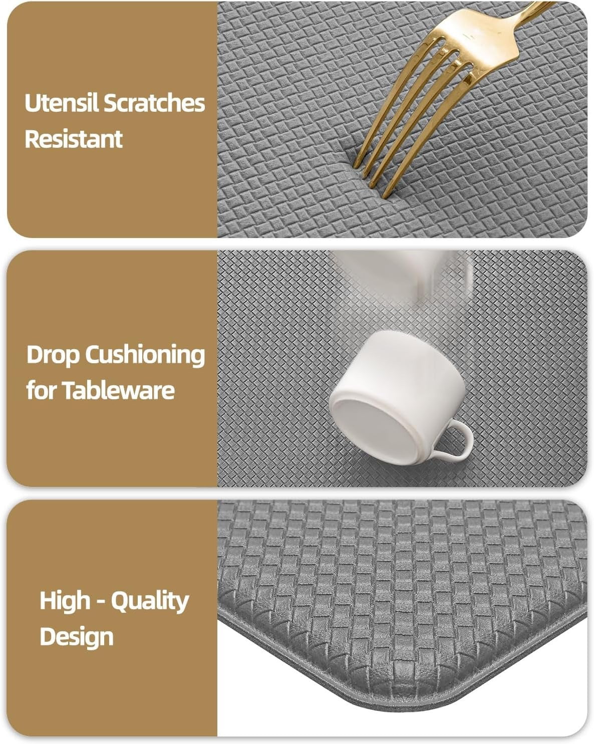 Kitchen Floor Mat Runner Anti Fatigue 60x180cm Grey Non Slip Waterproof PVC