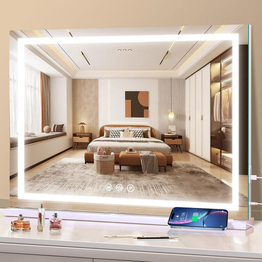 Hollywood Vanity Makeup Mirror LED Lights 80x60cm Dimmable 3 Colour Touch USB