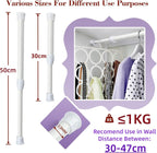 White Extendable Shower Curtain Rod Adjustable Tension Pole No Drill