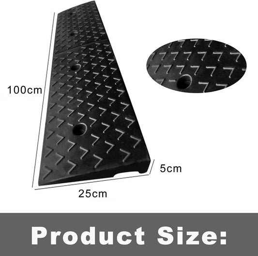 2in Rise Rubber Kerb Ramp 100x25x5cm Non Slip Driveway Threshold