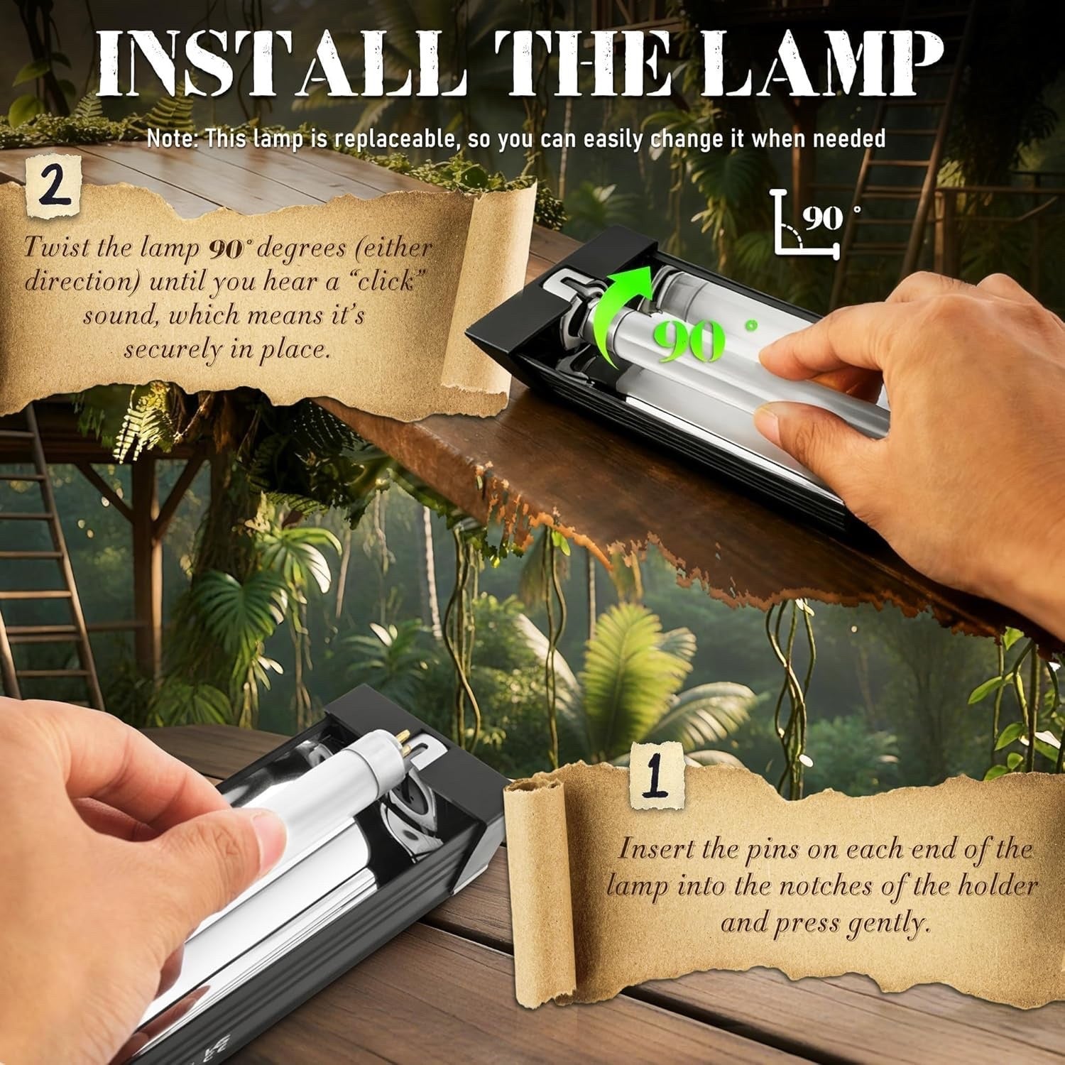 Reptile T5 UVB Light Fixture 39W 34.5in 5.0 Tube Terrarium Vivarium Hood Lamp