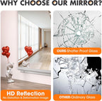 2PCS 55x21in Frameless Gym Wall Mirror Tempered Glass Full Body