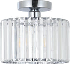 Crystal Ceiling Light Flush Mount Chrome Chandelier Glass Shade