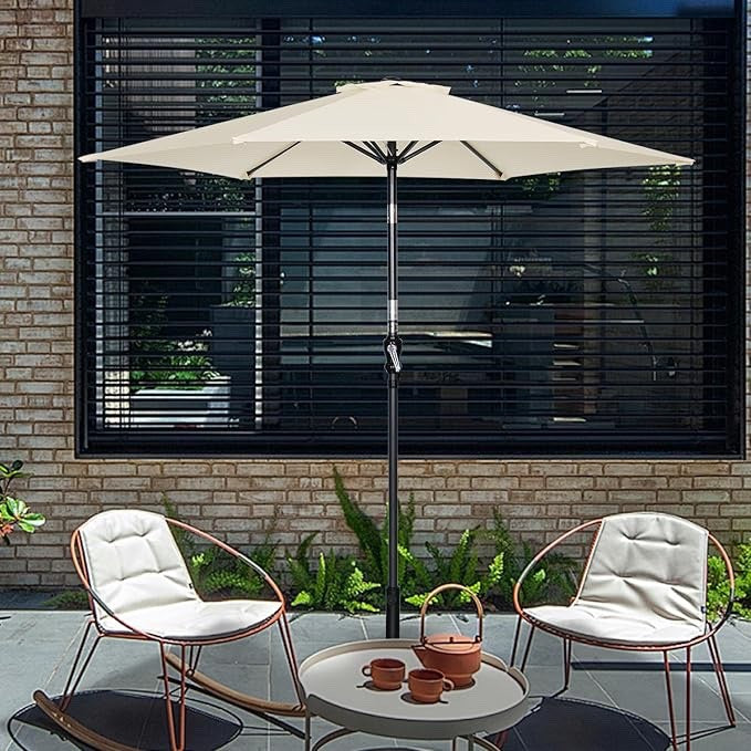 250cm Aluminium Garden Parasol Crank Tilt UV50+ Patio Outdoor Sun Umbrella