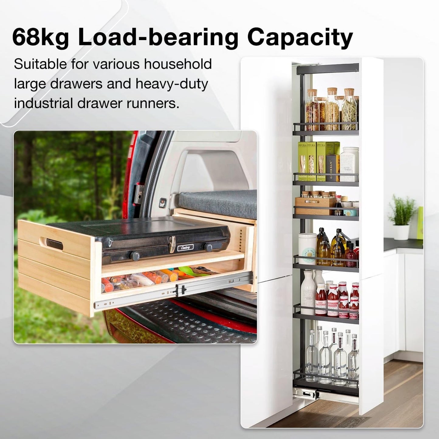 600mm Heavy Duty Locking Drawer Slides Full Extension Ball Bearing Runners Pair