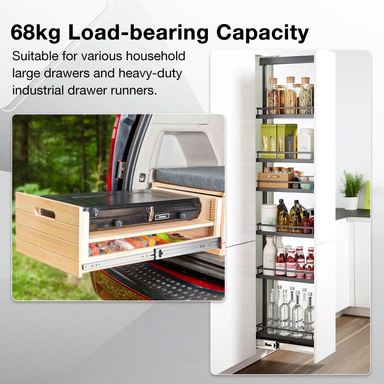 600mm Heavy Duty Locking Drawer Slides Full Extension Ball Bearing Runners Pair