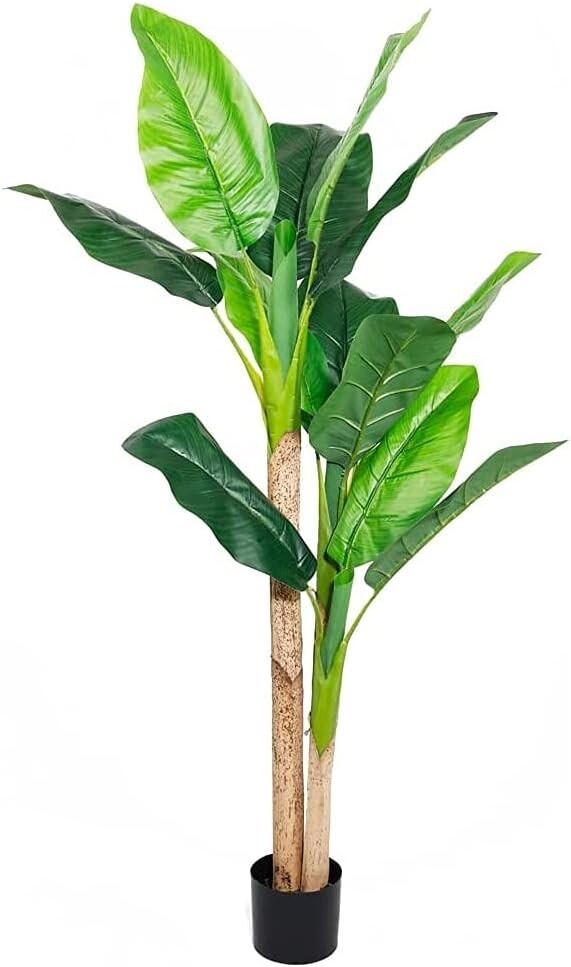 JonesHouseDeco 150cm Artificial Banana Tree, Realistic Fake Plant Tropical Palm