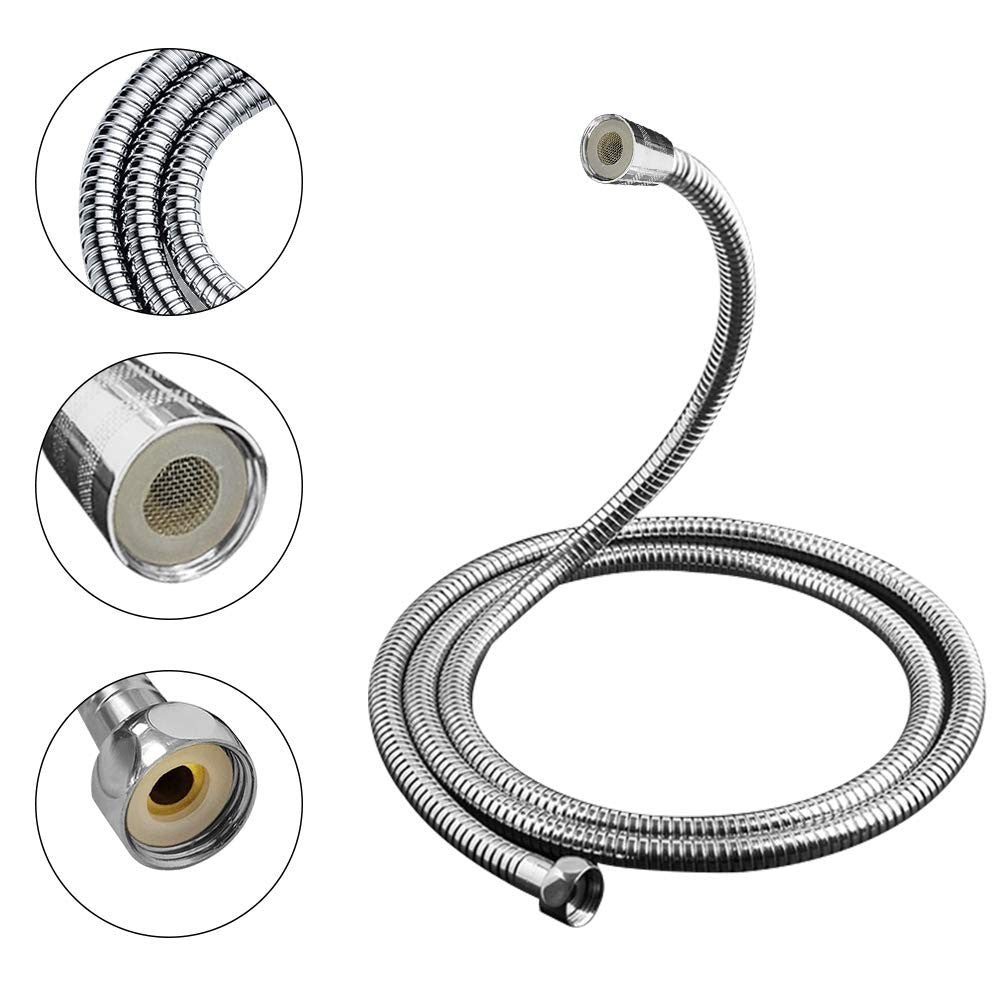 Shower Hose 2m Extra Long Shower Hose Chrome Replacement Metal Shower Pipe