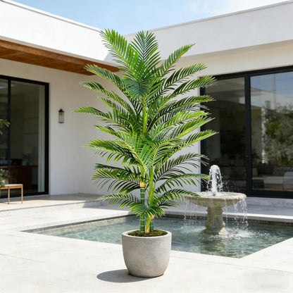 210cm Artificial Golden Cane Palm Tree Faux Indoor Plant 3 Trunks w Planter Pot