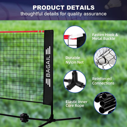 Badminton Tennis Volleyball Net 4.1M Adjustable Height Portable Stand Carry Bag