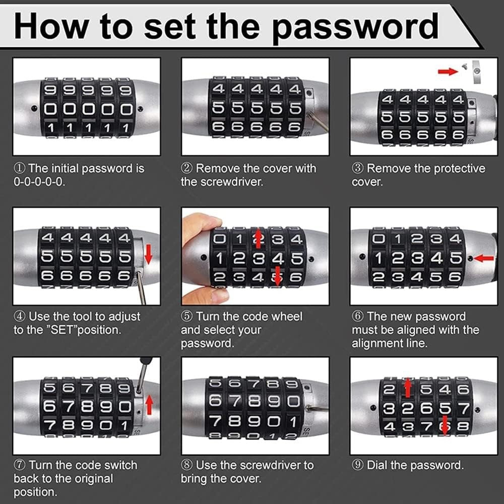 Universal 5-Digit Combination Steering Lock Keyless Anti-Theft Car Wheel Lock