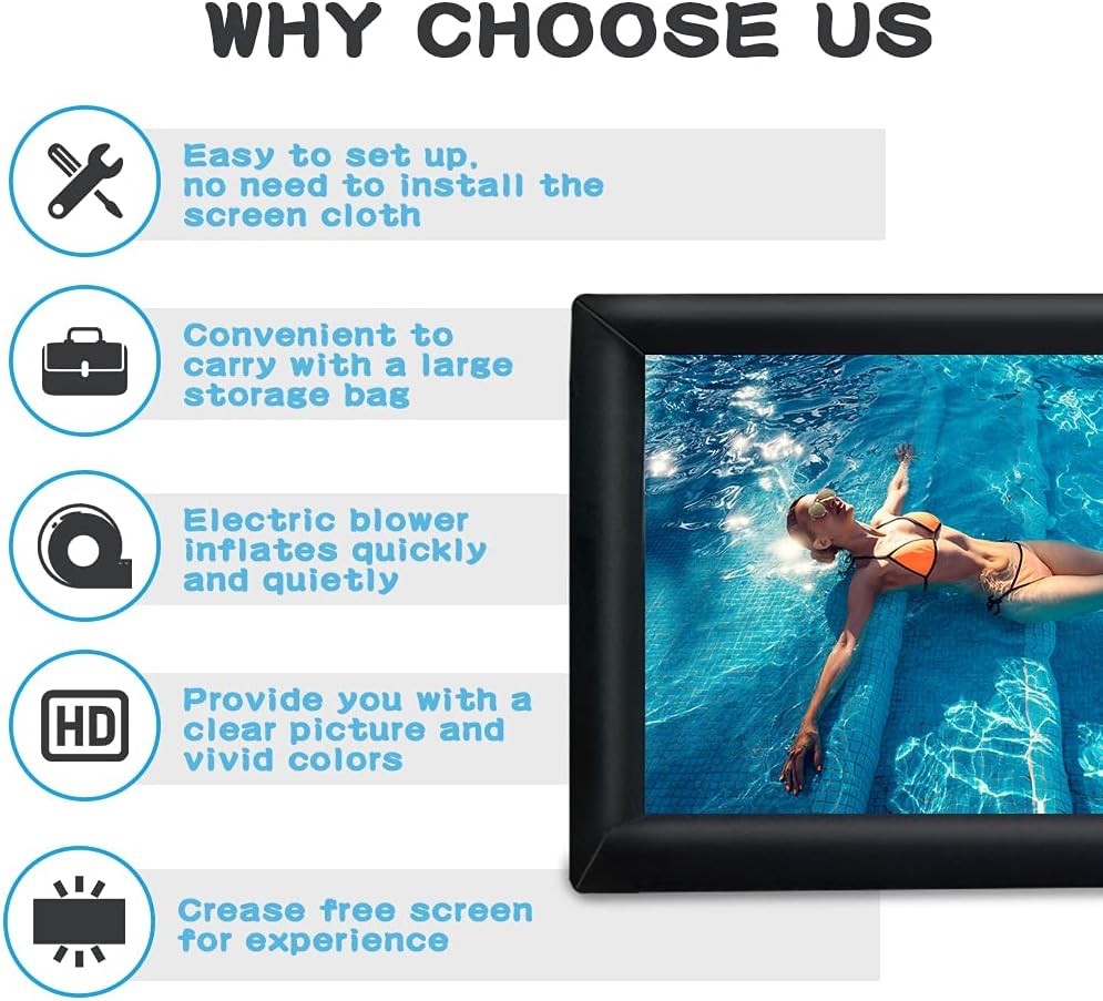 PPXIA 20FT Inflatable Movie Screen Outdoor Projector with Blower, Bag & Ropes