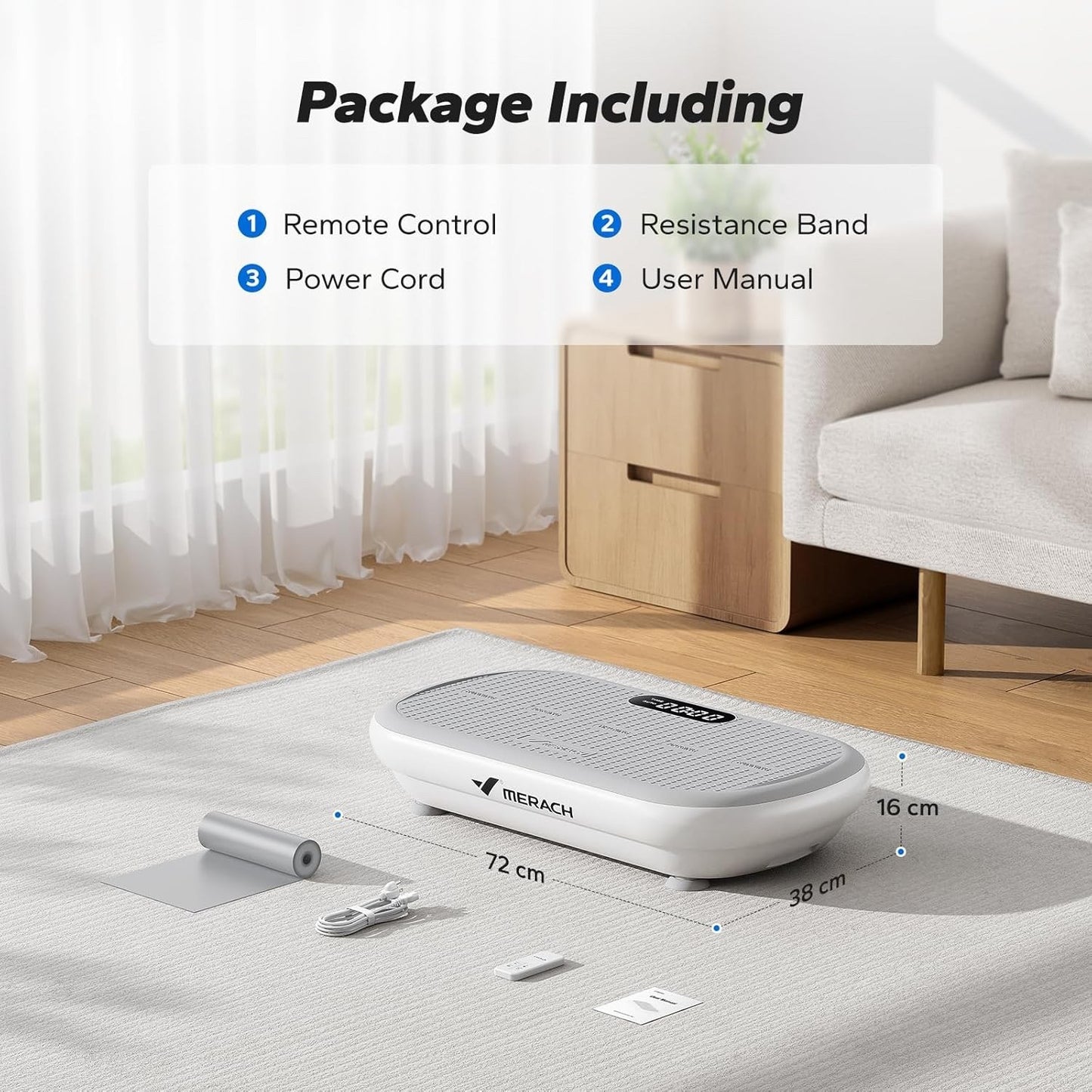 Merach 2440 Vibration Plate Exercise Machine 13mm Amplitude 200kg Bluetooth Grey