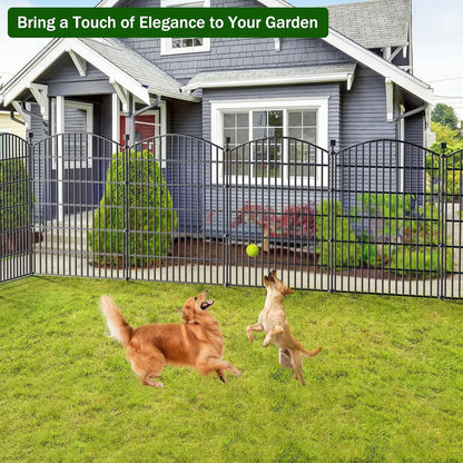 Metal Garden Fence Panels Dog Barrier 10 Panel Gate 102cm High 7.2m Long Black