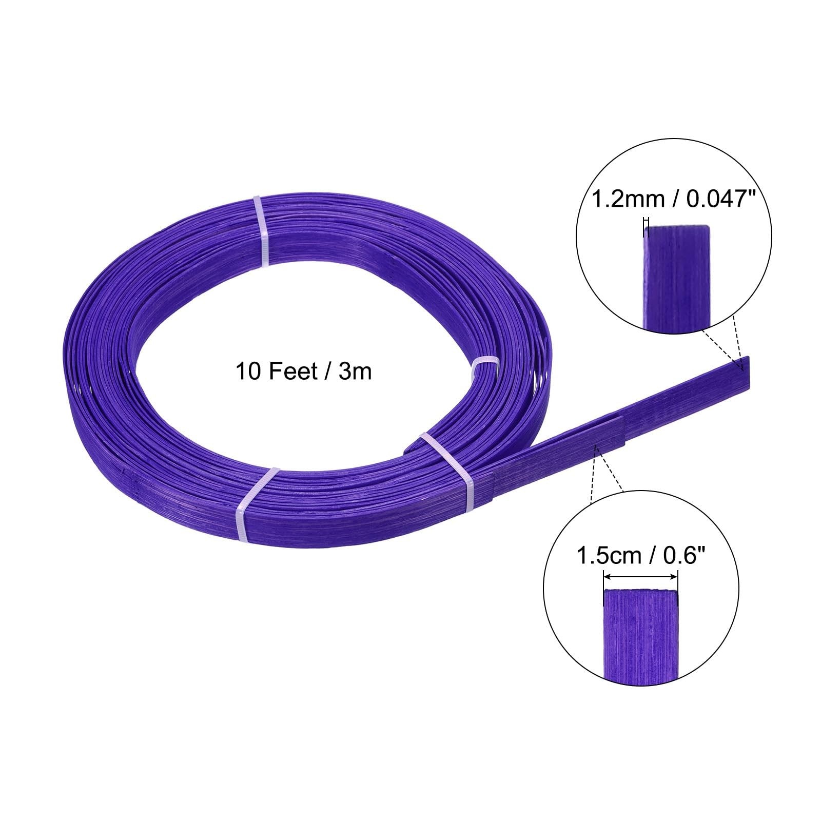 sourcing map 3Pcs Bamboo Strips for Weaving 10 Ft x 0.6" Strips for Craft Purple