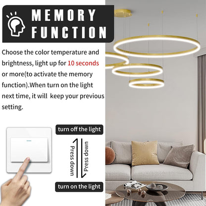 4 Ring LED Pendant Light 40+60+80+100cm Gold Dimmable 3000-6500K Kitchen Island