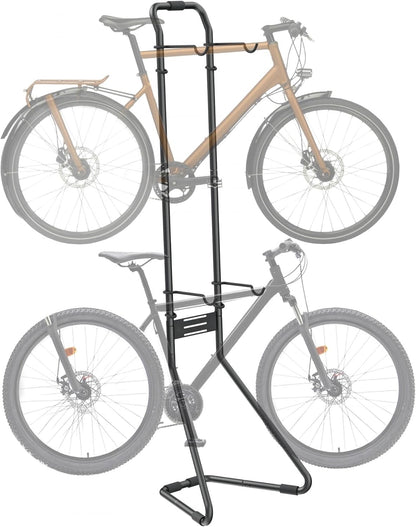 Bike Rack Stand Storage 2 Bicycles Freestanding Gravity Holder 40kg Adjustable