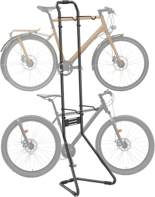 Bike Rack Stand Storage 2 Bicycles Freestanding Gravity Holder 40kg Adjustable