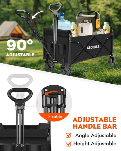Folding Festival Trolley Cart 100L 100kg Heavy Duty Camping Garden Wagon Black