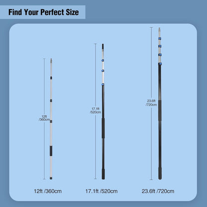 24ft Aluminum Telescopic Extension Pole Window Paint Gutter Duster Tool