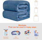 Large Fleece Throw Blanket 270x230cm Soft Warm Sofa Bed Silver Blue