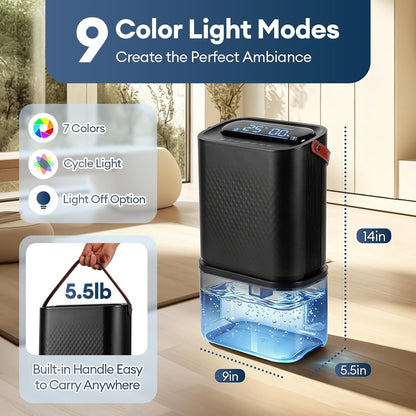 Dehumidifier Electric Air Dryer 4.5L Dual Core 1500ml Day Ioniser Timer UK Black