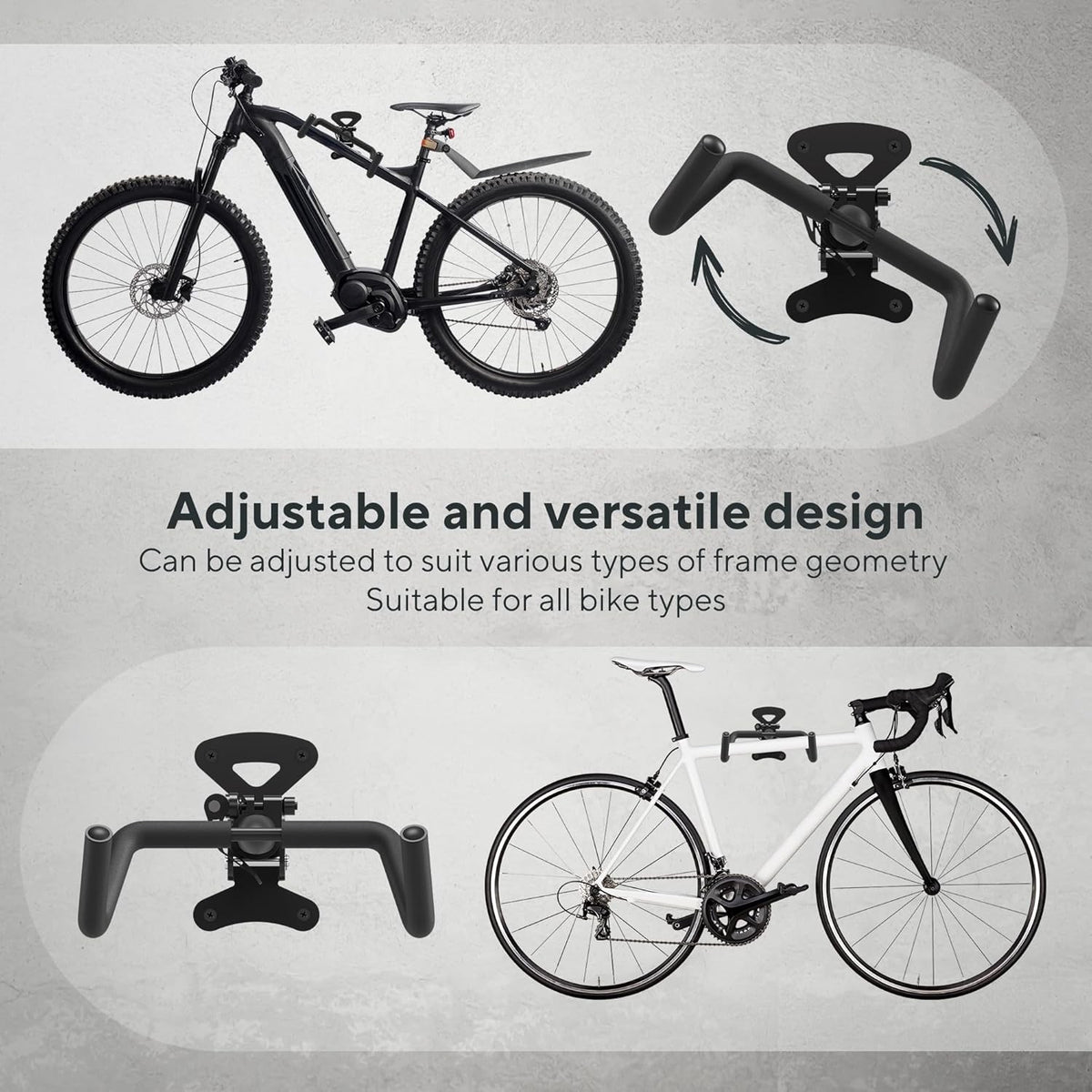 Bike Wall Mount Rack Foldable Adjustable 25kg Horizontal MTB Road E-Bike Garage