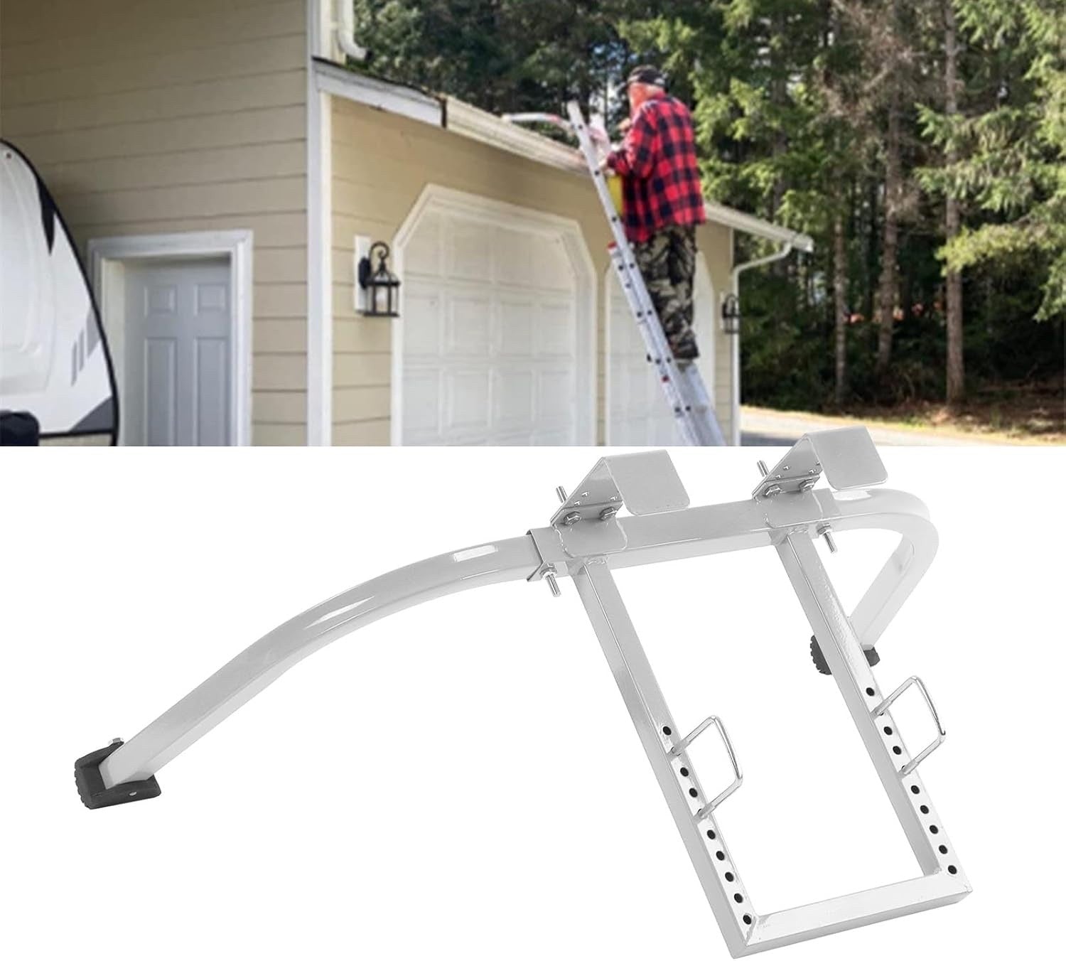 Adjustable Ladder Stabiliser Universal Wall & Corner Support Bracket Silver Grey