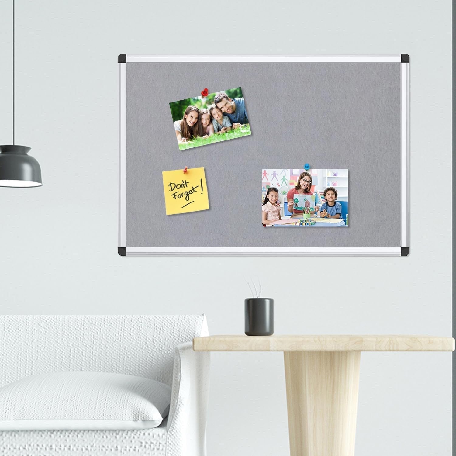 Viz-Pro Notice Board Grey 120x90cm Aluminium Frame Wall Mounted Bulletin Board