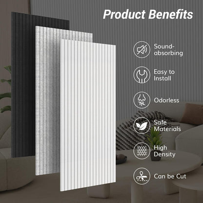 Acoustic Soundproof Wall Panels 4 Pack Grey 120x60cm Self Adhesive Echo Absorb