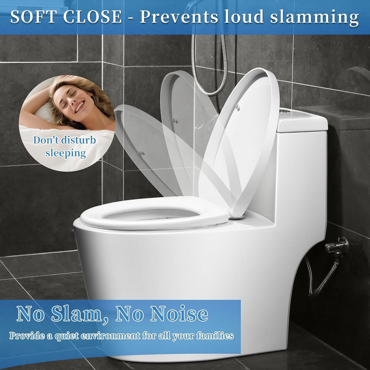 D Shape Toilet Seat Soft Close Quick Release Top Fix 46x36cm White Bathroom