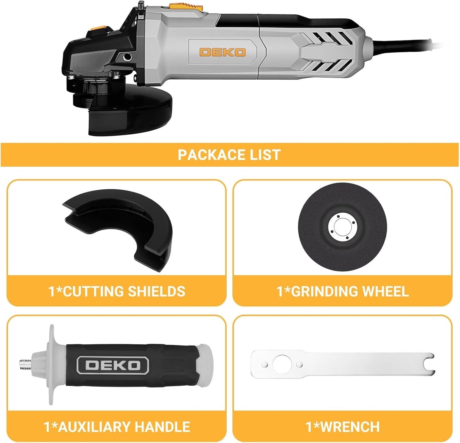 Angle Grinder 900W 115mm 12000RPM Electric Cut Off Tool Metal Steel Polish Disc
