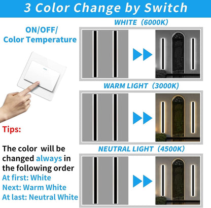 Outdoor LED Wall Light 100cm IP65 Garden Porch Lamp 3 Colour 3000K 4500K 6000K
