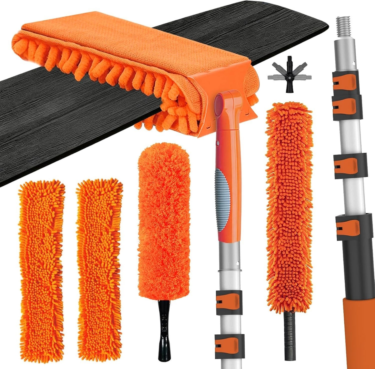 Feather Duster Telescopic Pole 3.6m Ceiling Fan Cleaner Microfibre Cobweb Brush 