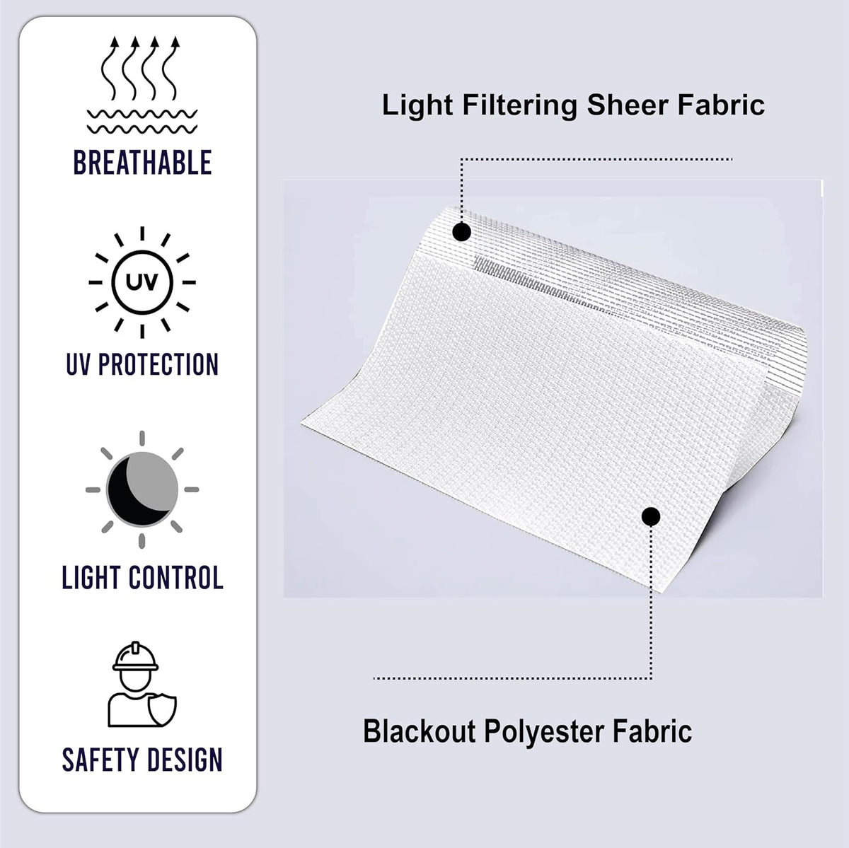 Zebra Roller Blinds Dual Layer No Drill Blackout Day Night 124x165cm White