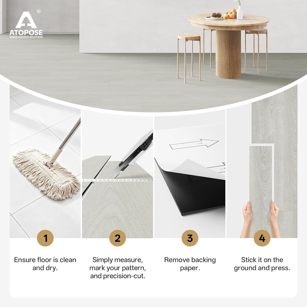 36pc White Wash Maple Vinyl Floor Planks Self Adhesive Waterproof Flooring