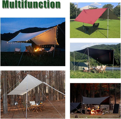 Telescopic Tent Poles Camping 2 Pack 90-230cm Aluminium Tarp Awning Canopy Black